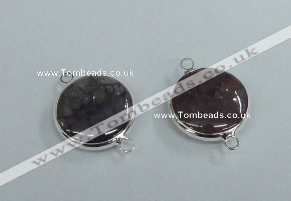 NGC385 18mm flat round agate gemstone connectors wholesale