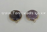 NGC391 18mm flat round agate gemstone connectors wholesale