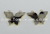 NGC405 30*40mm butterfly agate gemstone connectors wholesale