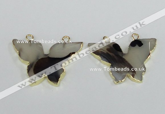 NGC405 30*40mm butterfly agate gemstone connectors wholesale