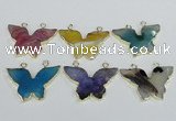 NGC411 30*40mm butterfly agate gemstone connectors wholesale