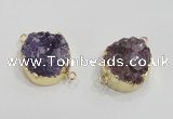 NGC419 20mm coin druzy amethyst gemstone connectors wholesale