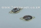 NGC457 10*14mm oval Botswana agate gemstone connectors wholesale