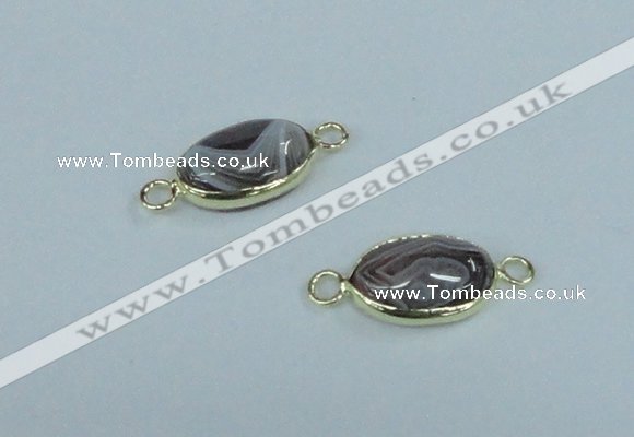NGC457 10*14mm oval Botswana agate gemstone connectors wholesale