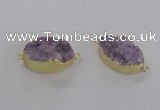 NGC472 20*30mm oval druzy agate gemstone connectors wholesale