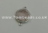 NGC5017 20mm flat round rose quartz with rhinestone connectors