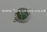 NGC5021 20mm flat round amazonite with rhinestone connectors