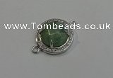 NGC5021 20mm flat round amazonite with rhinestone connectors