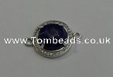 NGC5022 20mm flat round lapis lazuli with rhinestone connectors