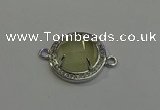 NGC5023 20mm flat round lemon quartz with rhinestone connectors