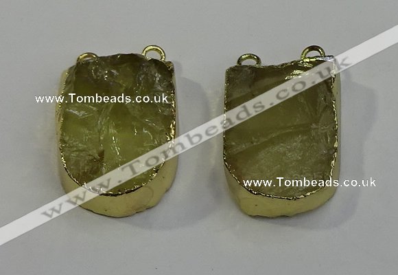 NGC5028 20*35mm - 25*40mm freeform lemon quartz connectors