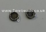 NGC5043 12mm - 14mm flat round druzy agate with rhinestone connectors