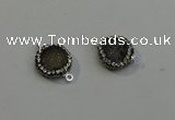 NGC5043 12mm - 14mm flat round druzy agate with rhinestone connectors