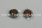 NGC5044 12mm - 14mm flat round druzy agate with rhinestone connectors