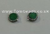 NGC5045 12mm - 14mm flat round druzy quartz with rhinestone connectors