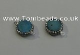 NGC5046 12mm - 14mm flat round druzy quartz with rhinestone connectors