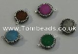 NGC5050 12mm - 14mm flat round druzy quartz with rhinestone connectors