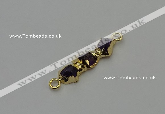 NGC5057 10*25mm - 10*35mm freeform amethyst gemstone connectors