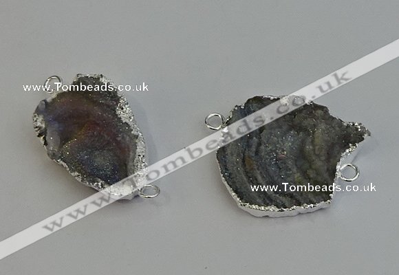 NGC5063 30*40mm - 38*42mm freeform druzy agate connectors