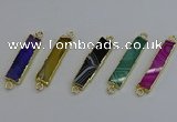 NGC5073 8*35mm - 10*40mm rectangle agate gemstone connectors