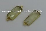 NGC5078 12*30mm - 15*35mm faceted rectangle lemon quartz connectors