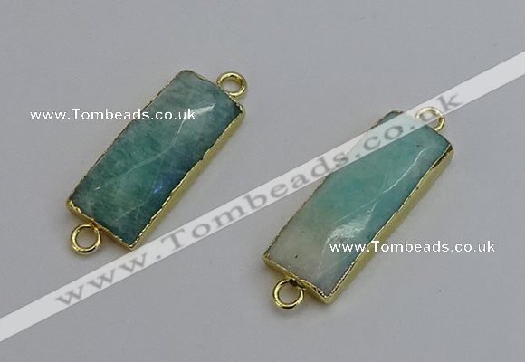 NGC5082 12*30mm - 15*35mm faceted rectangle amazonite connectors
