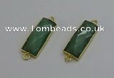 NGC5084 12*30mm - 15*35mm faceted rectangle green aventurine connectors