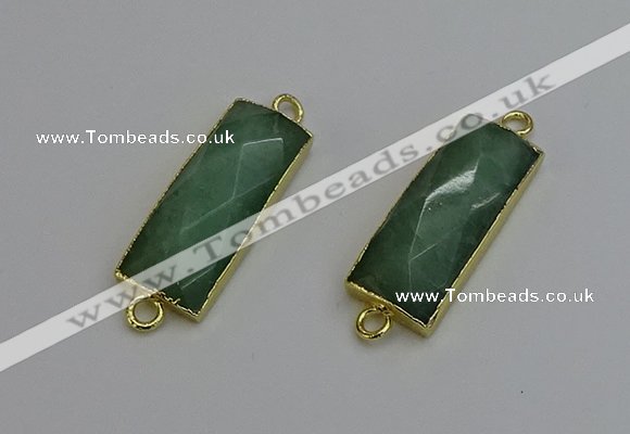 NGC5084 12*30mm - 15*35mm faceted rectangle green aventurine connectors
