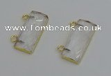 NGC5095 12*30mm - 15*35mm faceted rectangle white crystal connectors