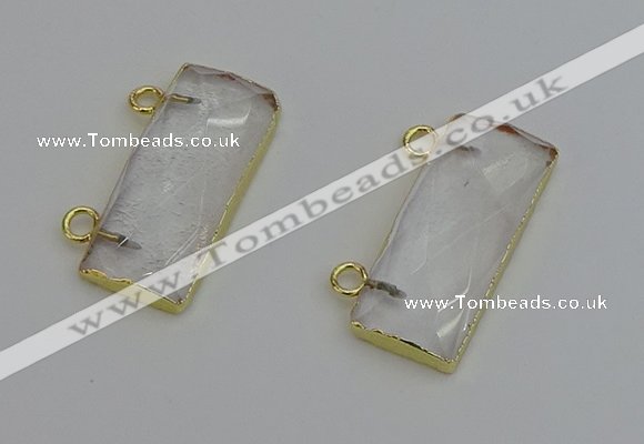 NGC5095 12*30mm - 15*35mm faceted rectangle white crystal connectors