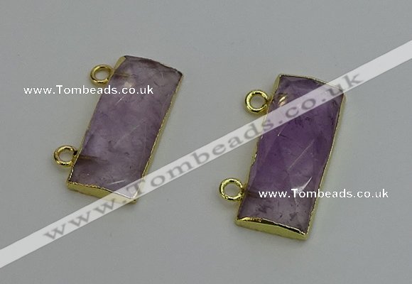 NGC5097 12*30mm - 15*35mm faceted rectangle light amethyst connectors