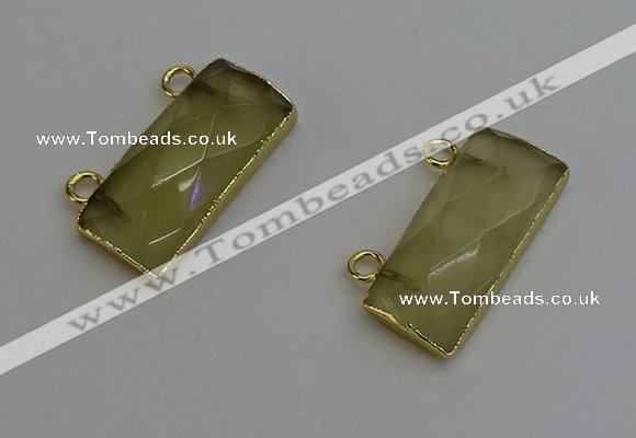 NGC5098 12*30mm - 15*35mm faceted rectangle lemon quartz connectors