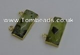 NGC5100 12*30mm - 15*35mm rectangle green rutilated quartz connectors