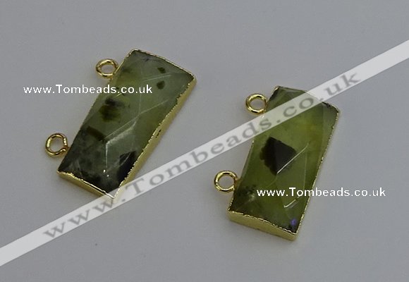 NGC5100 12*30mm - 15*35mm rectangle green rutilated quartz connectors