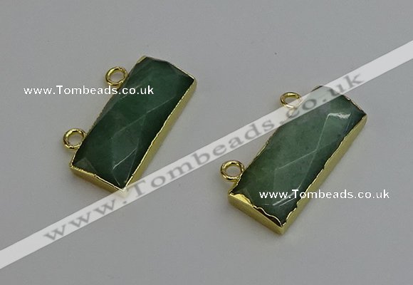 NGC5104 12*30mm - 15*35mm faceted rectangle green aventurine connectors