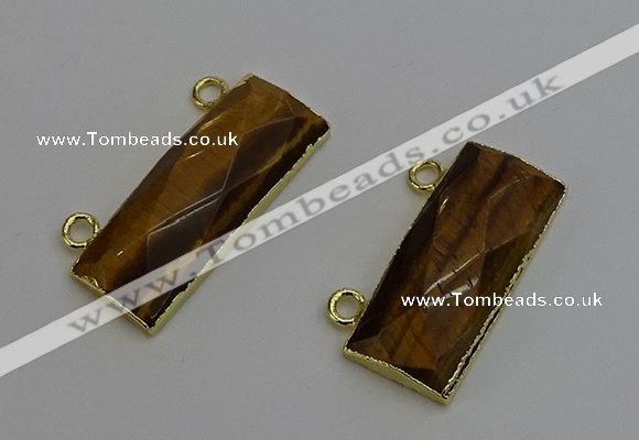 NGC5106 12*30mm - 15*35mm faceted rectangle yellow tiger eye connectors