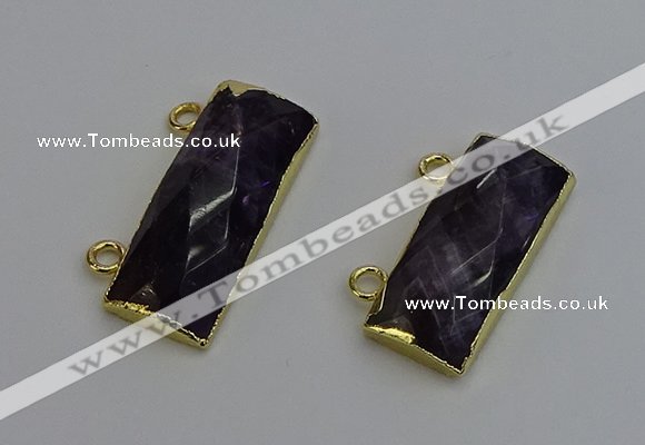 NGC5108 12*30mm - 15*35mm faceted rectangle amethyst connectors