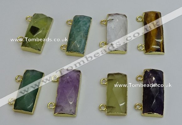 NGC5110 12*30mm - 15*35mm faceted rectangle mixed gemstone connectors