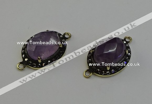 NGC5127 16*20mm oval amethyst gemstone connectors wholesale