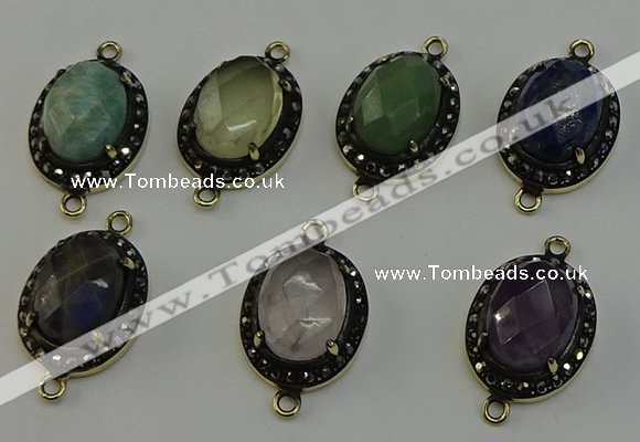 NGC5137 16*20mm oval mixed gemstone connectors wholesale