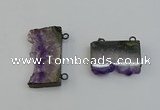 NGC5182 20*35mm - 22*40mm freeform druzy amethyst connectors