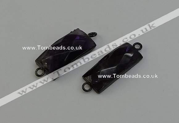 NGC5199 12*30mm - 15*30mm faceted rectangle amethyst connectors