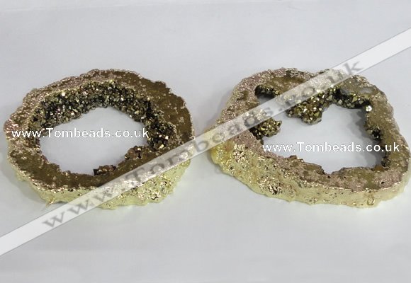 NGC521 45*50mm - 55*65mm freeform plated druzy agate connectors