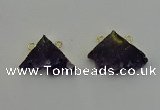 NGC5221 22*30mm - 25*35mm freeform druzy amethyst connectors