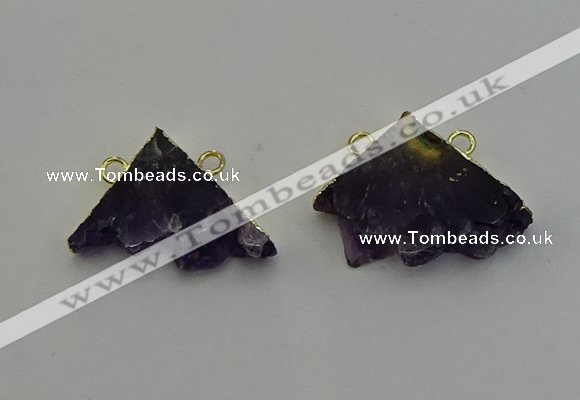 NGC5221 22*30mm - 25*35mm freeform druzy amethyst connectors