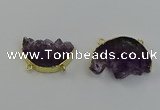 NGC5264 25*35mm - 30*40mm freeform druzy amethyst connectors