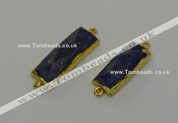 NGC5306 12*30mm - 15*35mm faceted rectangle lapis lazuli connectors