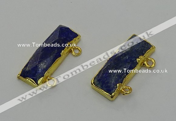 NGC5309 12*30mm - 15*35mm faceted rectangle lapis lazuli connectors