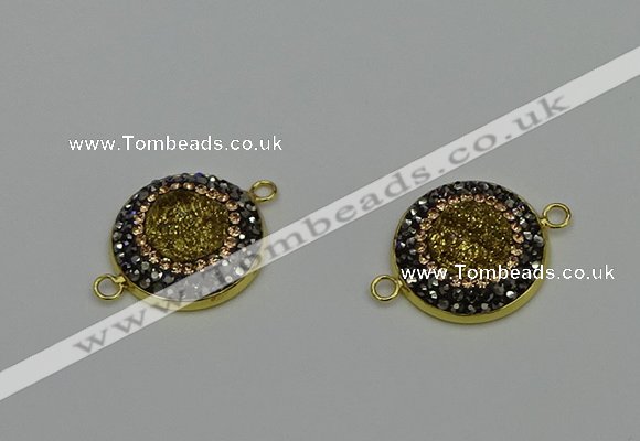 NGC5316 20mm - 22mm coin plated druzy agate connectors