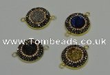 NGC5321 20mm - 22mm coin plated druzy agate connectors